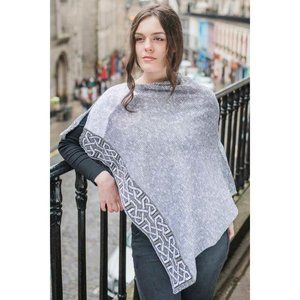 New Handknit Cape Poncho Silk Linen Mist Gray (Made in Scotland)